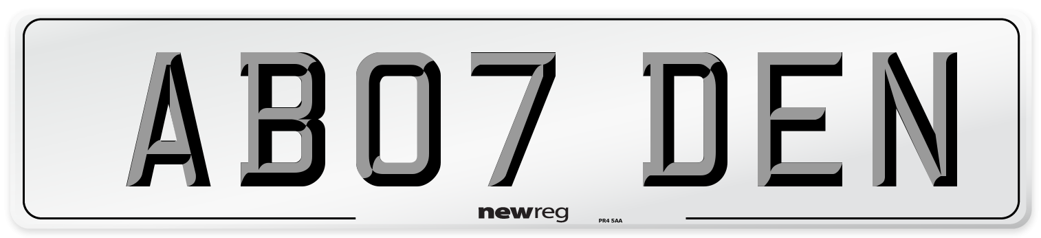 AB07 DEN Number Plate from New Reg